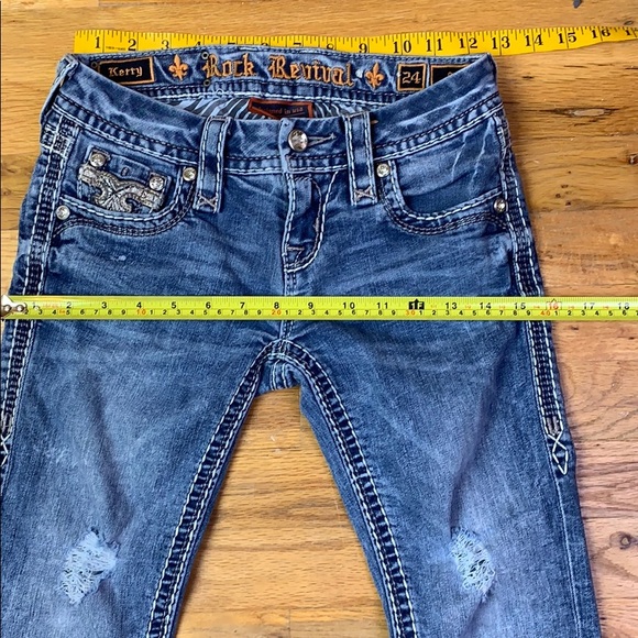 ROCK REVIVAL KERRY SKINNY RIPPED DISTRESSED JEANS - Picture 9 of 11